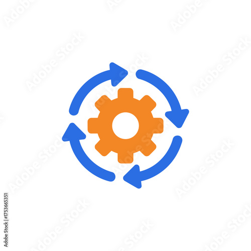 Settings, Update, System reboot icon logo flat vector design