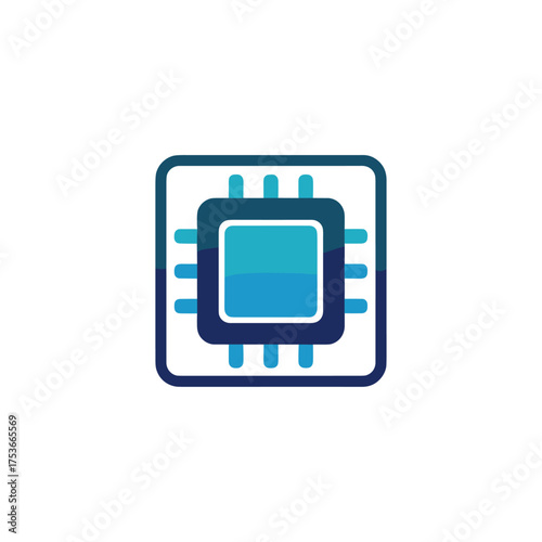 Processor, Chip icon logo flat vector design