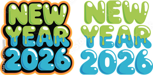 Colorful Graffiti New Year 2026 Typography Design