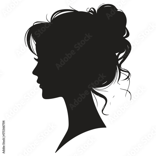 Elegant woman profile silhouette with updo hairstyle