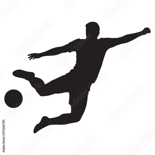 Dynamic soccer player kicking ball silhouette