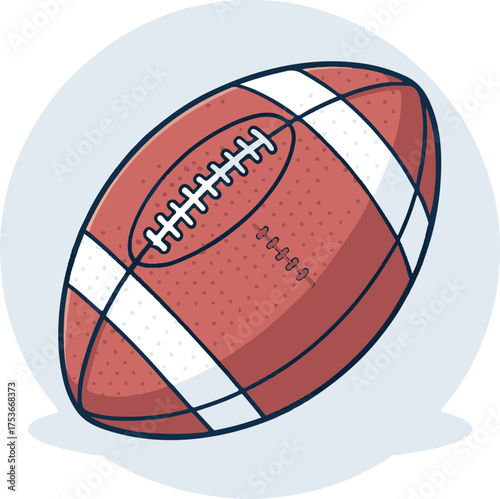 "Stylized American Football Icon with White Stripes and Laces"