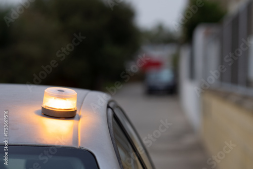 Emergency car light V16 connected by GPS, DGT approved safety beacon for roadside assistance and vehicle breakdown warning