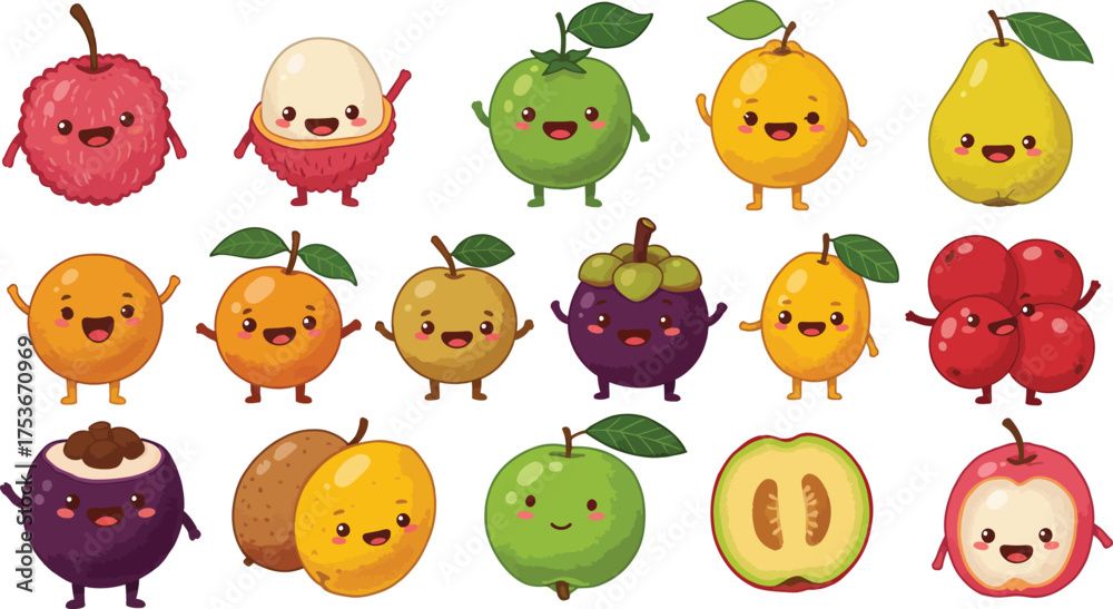 Naklejka premium set of fruits and vegetables
