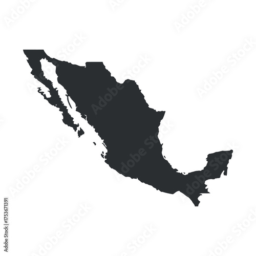 Mexico State outline map vector illustration silhouette simple shape country geography