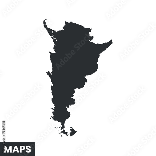 Argentina Silhouette Dark Gray Vector Map Isolated on White Background