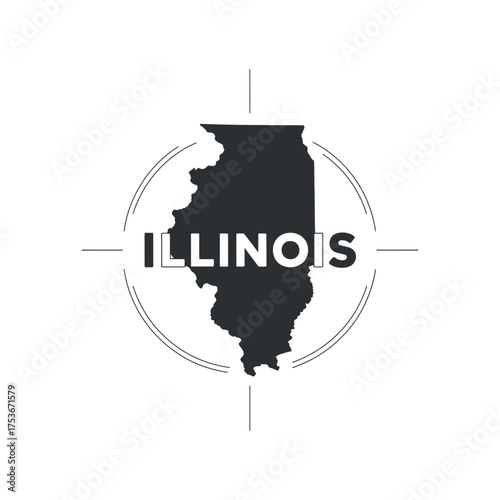 Illinois County Map Vector State Shape with Borders Detailed Territory Region Cartography