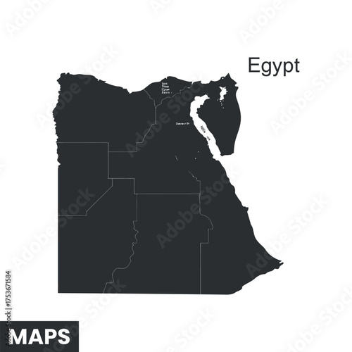 Detailed Vector Map of Egypt Outlines Boundaries Country Territory