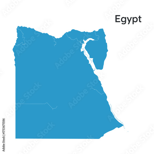 Egypt Country Map Vector Detailed Territory African Continent Region Shape with National Borders