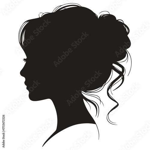 Elegant woman s profile silhouette with updo hairstyle silhouette
