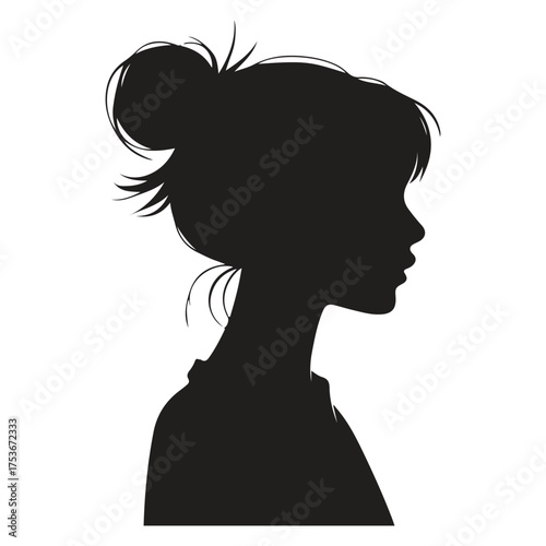 Profile silhouette of a woman with messy bun