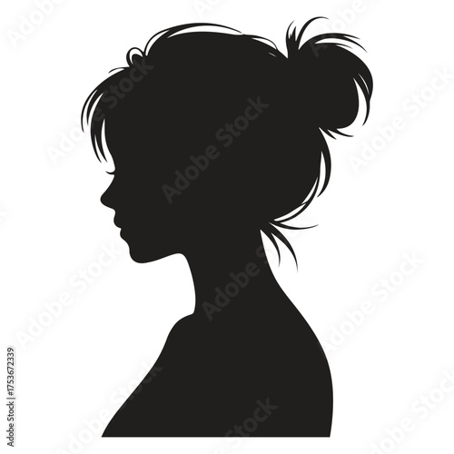 Profile silhouette of a woman with messy bun