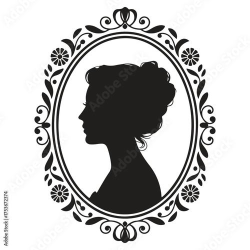 Elegant victorian woman silhouette portrait