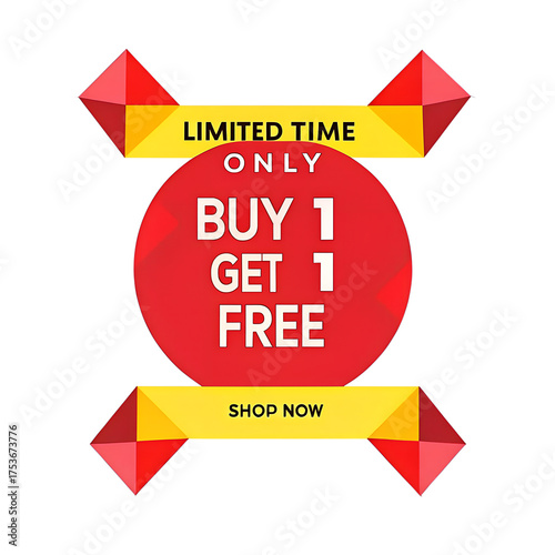 Free Download Special offer limited time buy one get one free deal dynamic badge promotional graphic isolated on transparent background - GFXLoad