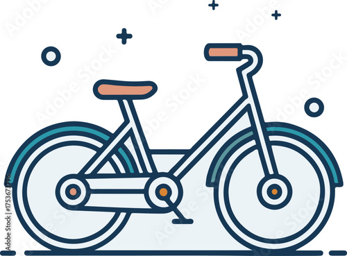 Modern bicycle illustration — minimal flat line art of bike for eco transport and cycling concept