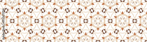 Minimalistic floral seamless vector pattern. Abstract repetitive background with leaves ornaments. Simple and elegant design style. Beige and Brown color on white or transperent background.