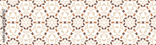Minimalistic floral seamless vector pattern. Abstract repetitive background with leaves ornaments. Simple and elegant design style. Beige and Brown color on white or transperent background.
