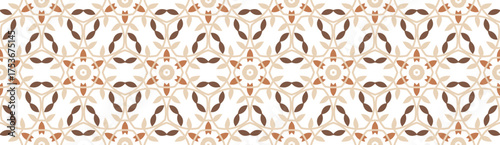 Minimalistic floral seamless vector pattern. Abstract repetitive background with leaves ornaments. Simple and elegant design style. Beige and Brown color on white or transperent background.
