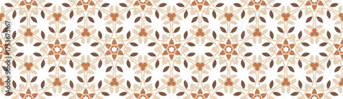 Minimalistic floral seamless vector pattern. Abstract repetitive background with leaves ornaments. Simple and elegant design style. Beige and Brown color on white or transperent background.