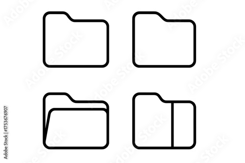 Folder icons showing different designs in a simple and clear layout for digital organization and categorization needs