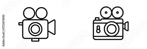 Classic camera and video recorder icons on a plain background showcase vintage design elements for creativity and inspiration