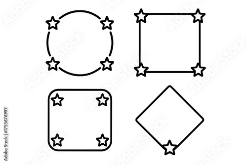 Various shapes outlined with stars, showcasing design versatility for creative projects or digital media