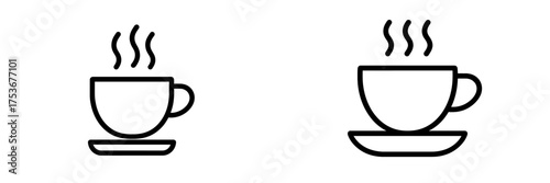 Two steaming cups of coffee on simple saucers, showcasing warmth and comfort in a cozy setting during a relaxing afternoon