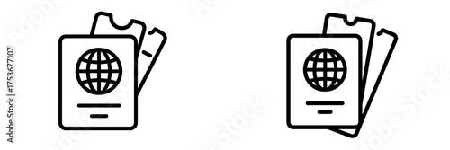 Travel documents including passports and tickets arranged side by side on a simple background