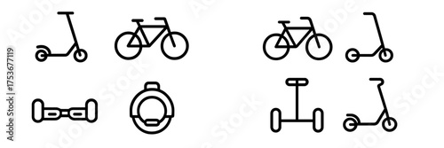 Different types of urban transportation options illustrated with simple line designs