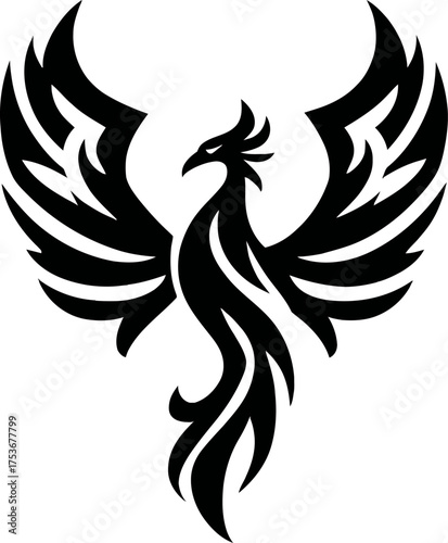Stylish Black Phoenix Vector Art for Branding and Logo Design