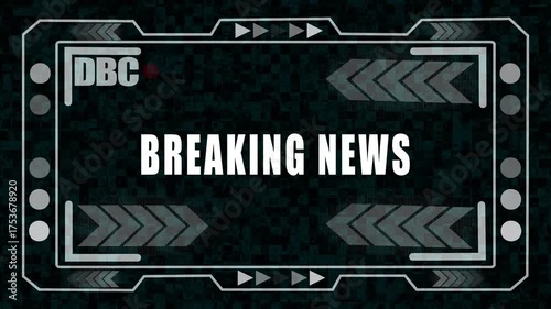 White, Breaking News Screen Animation | Futuristic Broadcast Interface with Digital HUD Elements and Alert Frame