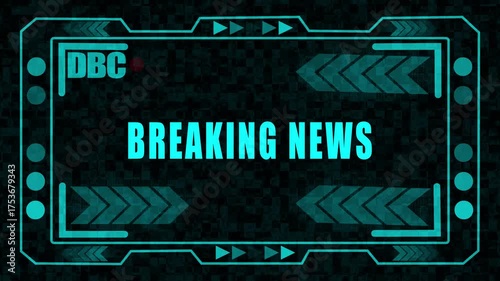 Blue , Breaking News Screen Animation | Futuristic Broadcast Interface with Digital HUD Elements and Alert Frame
