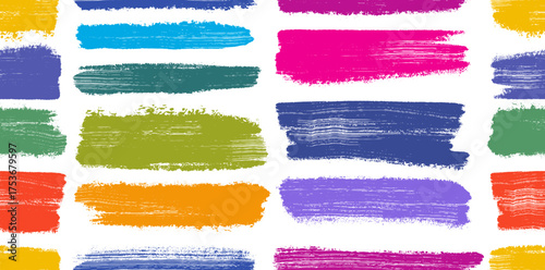 Seamless pattern vector box paint frame. Brush paint stroke for text box square frame. Colored vector banner for highlight design graphic element. Seamless hand drawn square, round banner stroke.