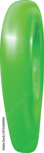 3D geolocation pin icon, green, side view. GPS navigation, trip coordinates.