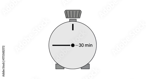 Vintage Mechanical Stopwatch Timer Indicating Thirty Minutes.