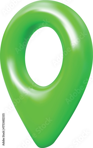 Green geotag 3d vector icon, realistic map pin, travel app navigation symbol, GPS location mark, map pointer sign