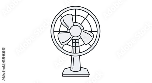 Simple Line Drawing of a Classic Desk Fan.