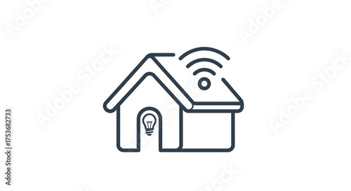 Smart Home Icon with WiFi Signal and Lightbulb.