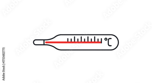 Simple Illustrated Thermometer Showing Temperature Measurement in Celsius.