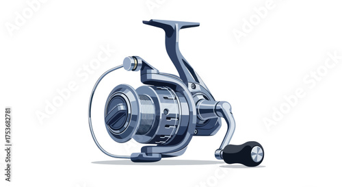 Silver Fishing Reel with Black Handle Angling Equipment for Fishermen.