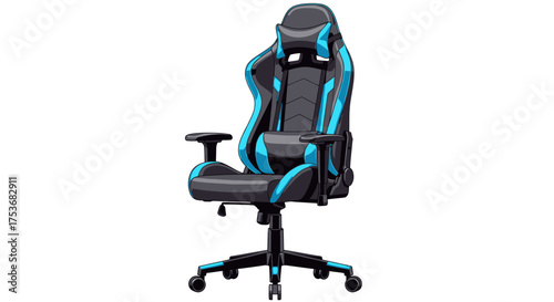 Ergonomic Gaming Chair with Lumbar Support and Blue Accents.