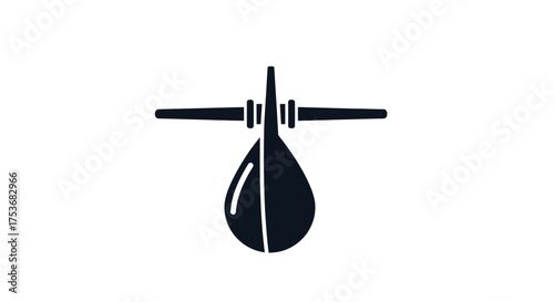Stylized Silhouette of a Medical Syringe with Droplet.