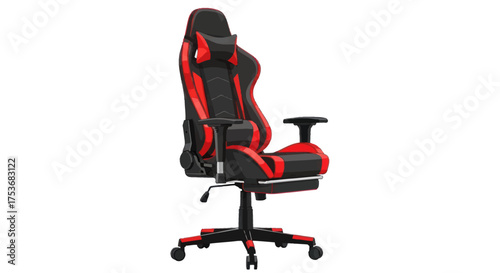 Red and Black Ergonomic Gaming Chair with Adjustable Features.