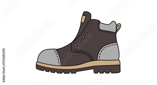 Rugged Brown Work Boot with Reinforced Toe and Ankle Support.