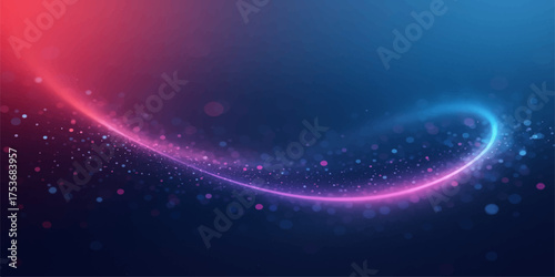 An abstract dark purple and blue space background with glowing stars, energetic waves, and a bright ray pattern illustration