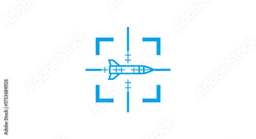 Blue Rocket Target Icon with Crosshairs and Square Brackets.