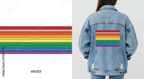 Vector art of rainbow flag on denim jacket