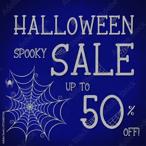 Halloween Spooky Sale Banner with Cobweb and Spider