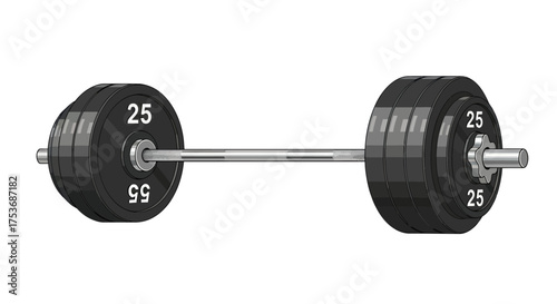 Heavy Barbell with Black Weight Plates for Strength Training.