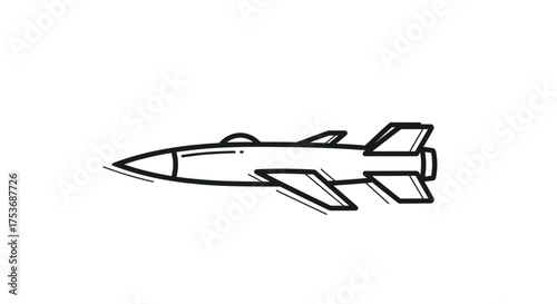 Simple doodle illustration of a military cruise missile in flight.